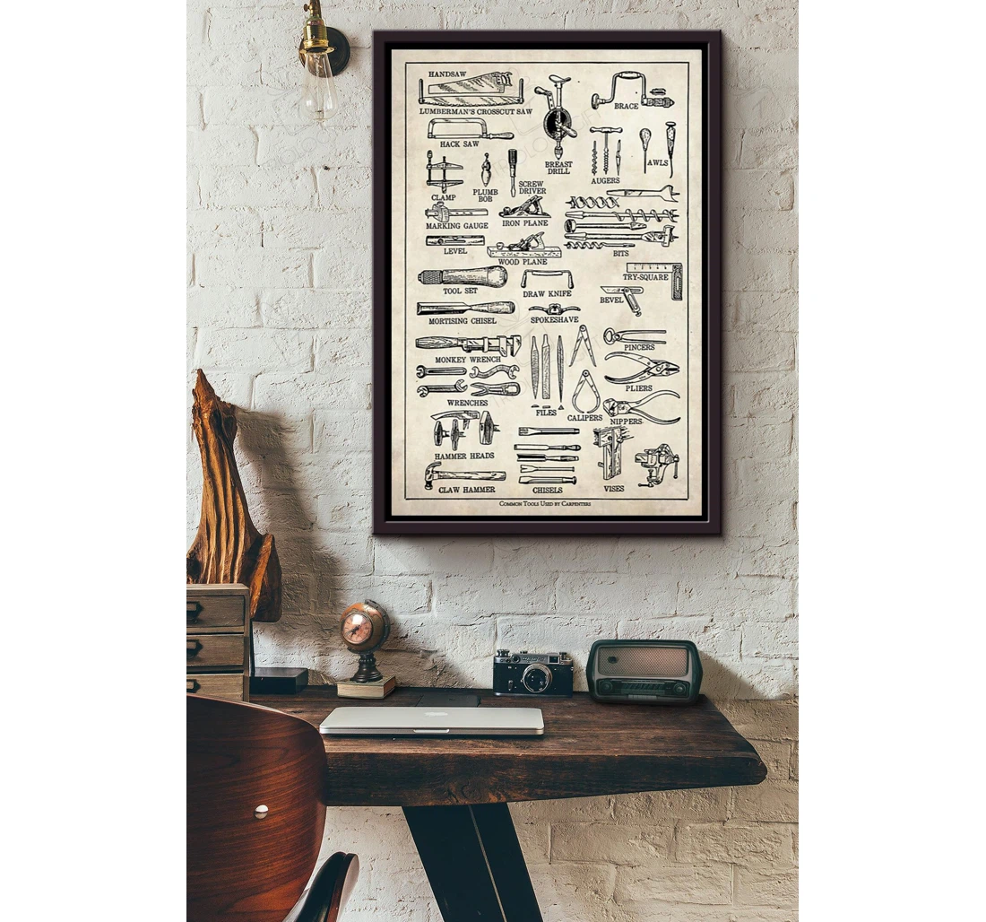Poster, Canvas - Carpenter Tools Matte Print Framed Wall Art