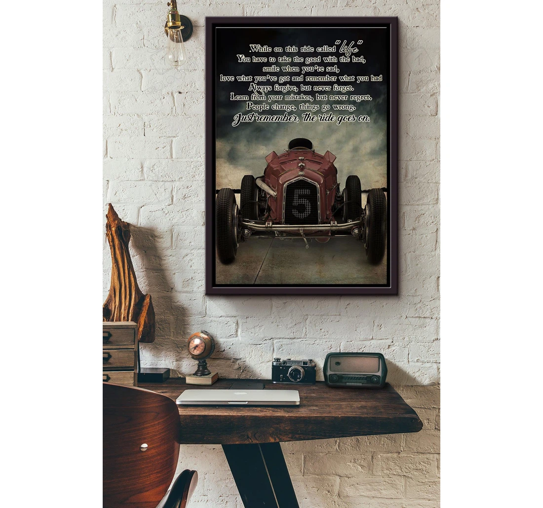 Poster, Canvas - Car While On This Ride Called Life Matte Print Framed Wall Art