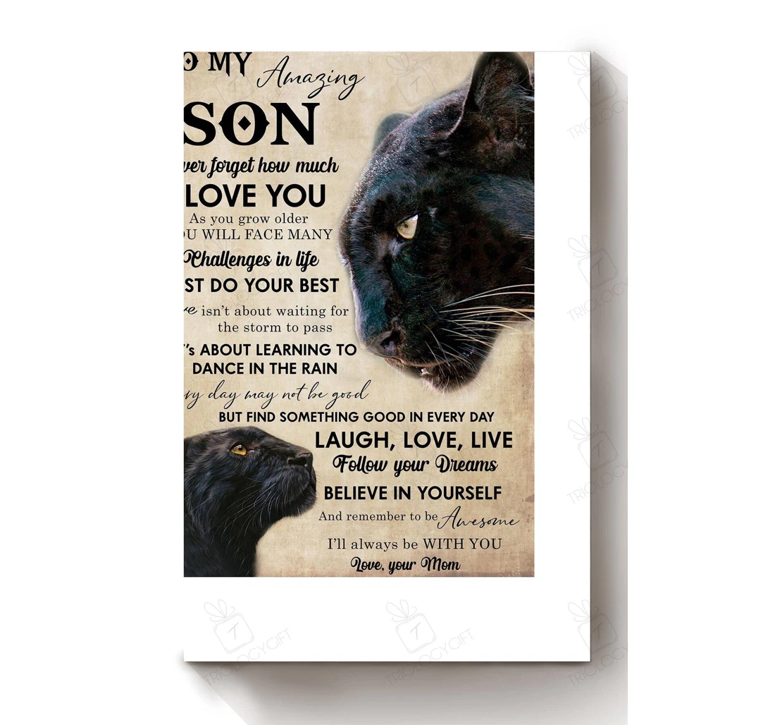 Poster, Canvas - To My Son Quotes Gallery Artgift Cat Lover Cat Foster Sons S Print Framed Wall Art