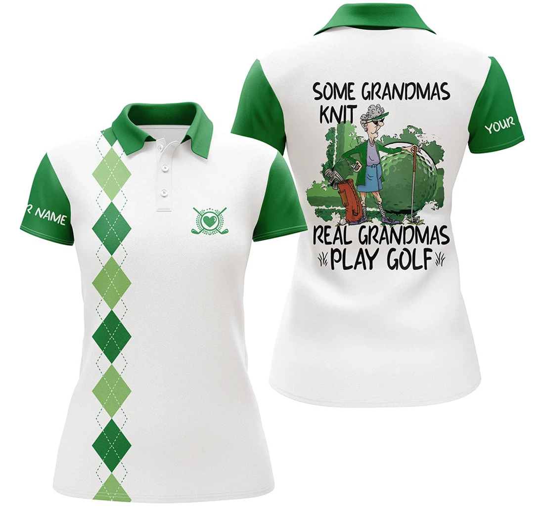 Personalized Golf Custom Grandma Knit Real Grandmas Play Golf Mother's Day Golf Grandma Nqs - Polo Shirt