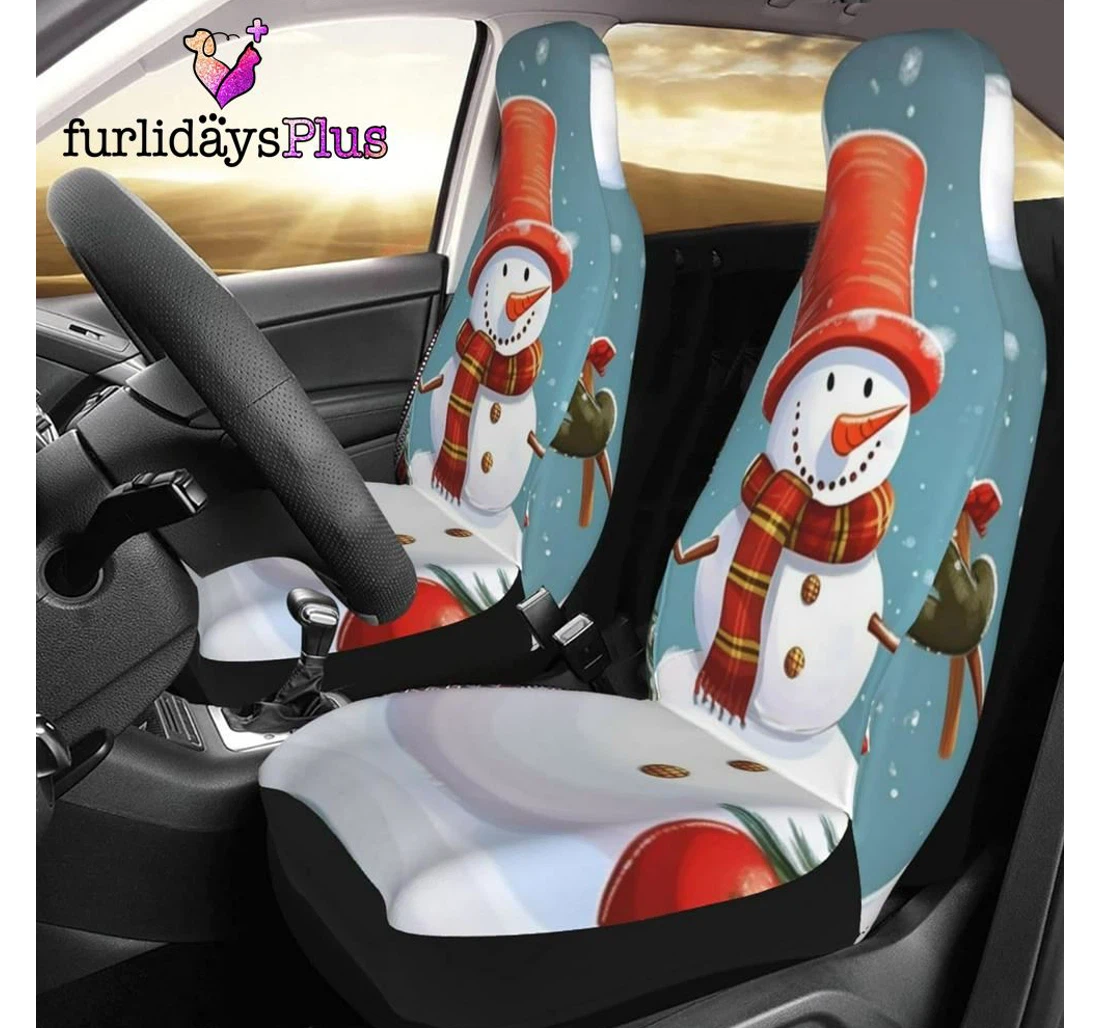 Personalized Christmas Christmas Snowman Universal Front Car Seat Cover