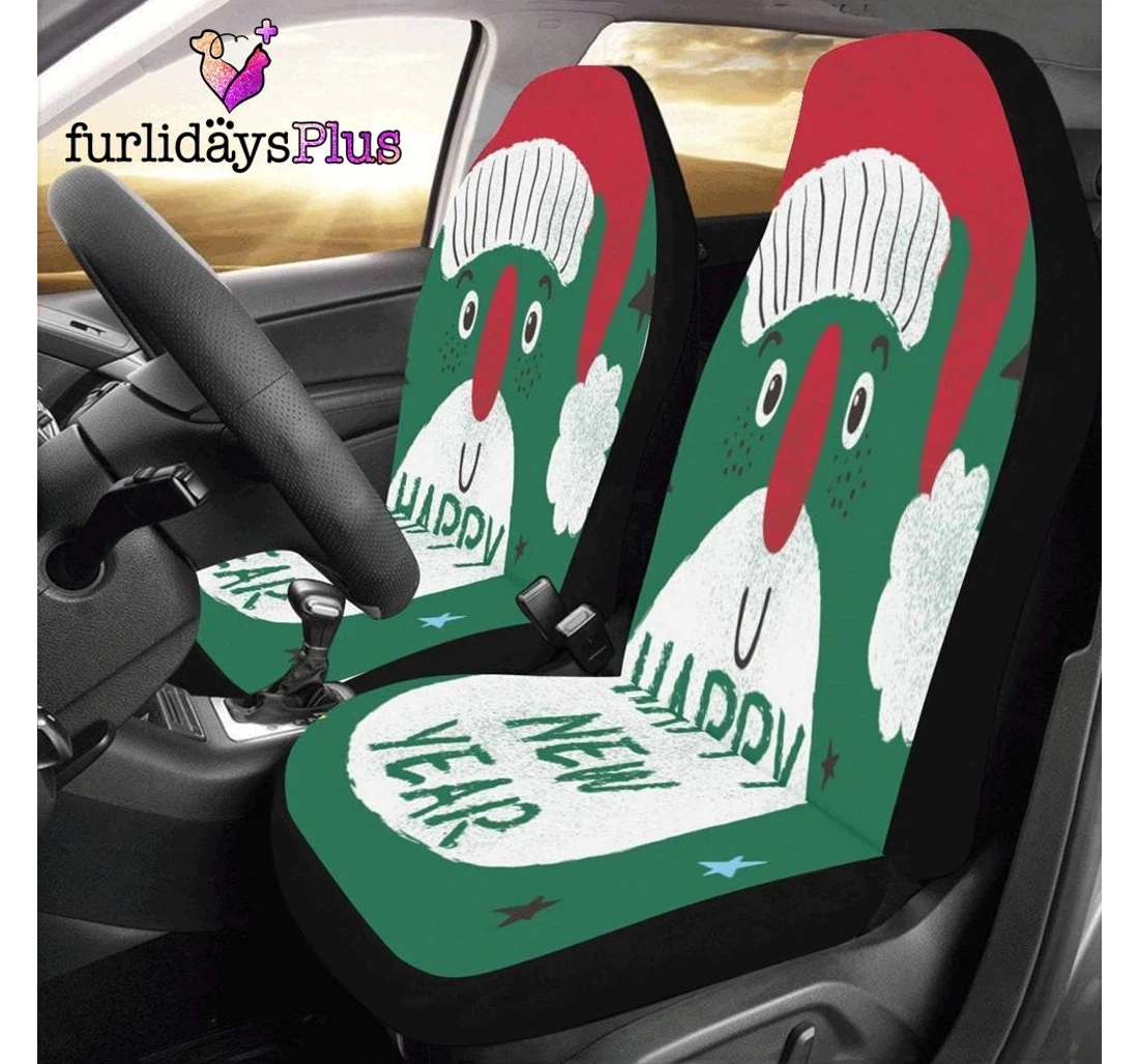 Personalized Christmas Happy New Year Universal Front Car Seat Cover