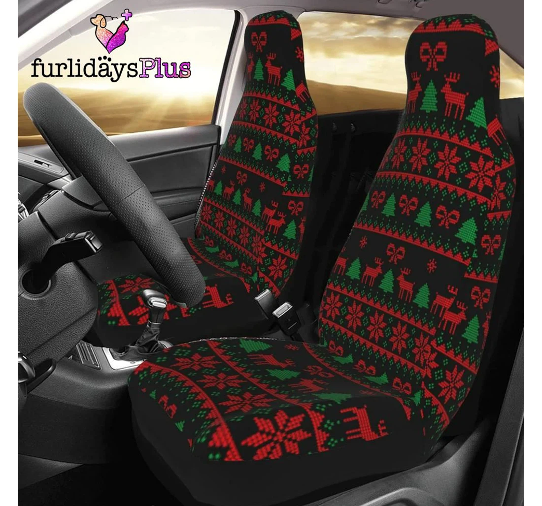 Personalized Christmas Christmas Snowflake Reindeer Universal Front Car Seat Cover