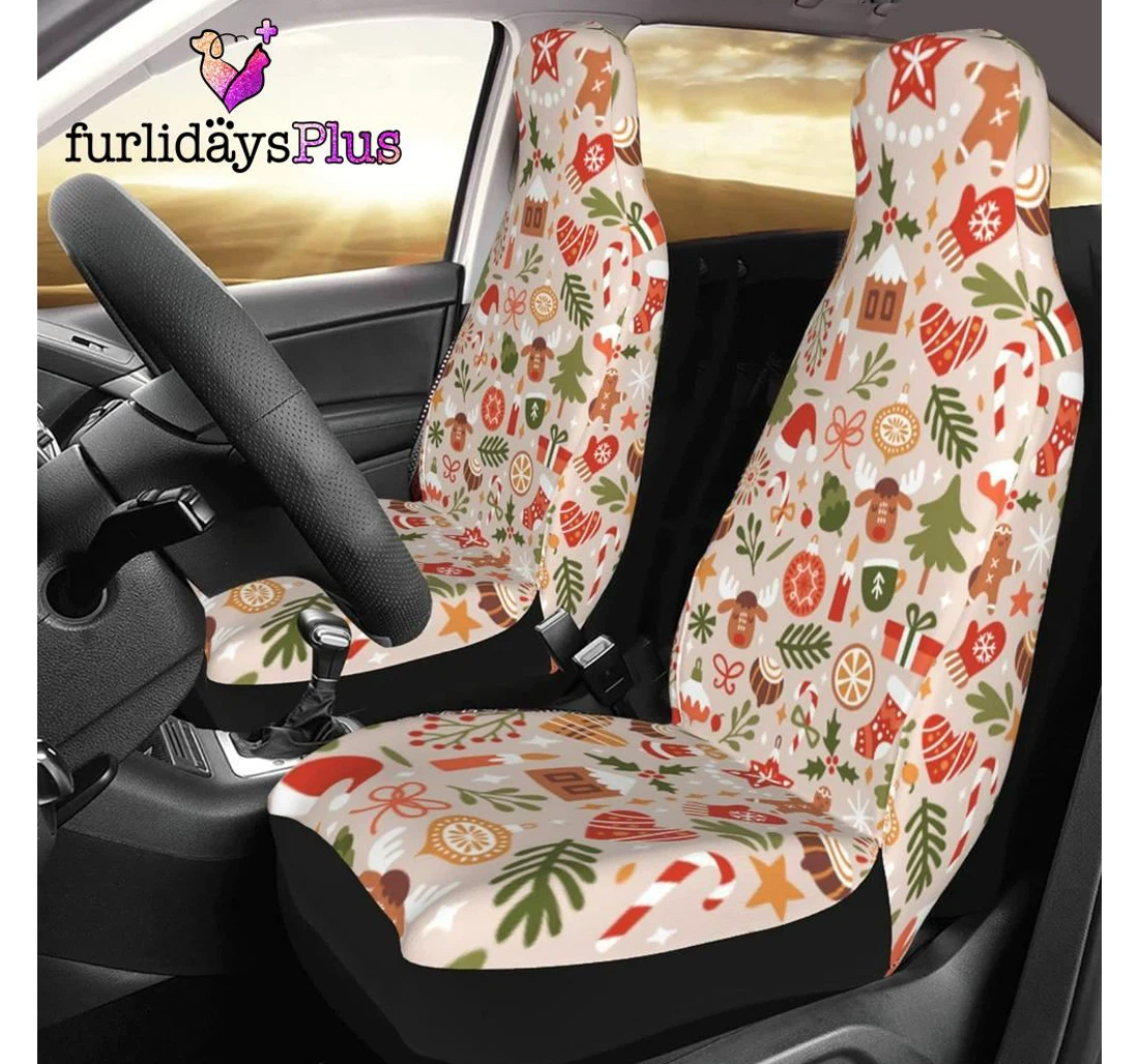 Personalized Christmas Christmas Symbols Universal Front Car Seat Cover