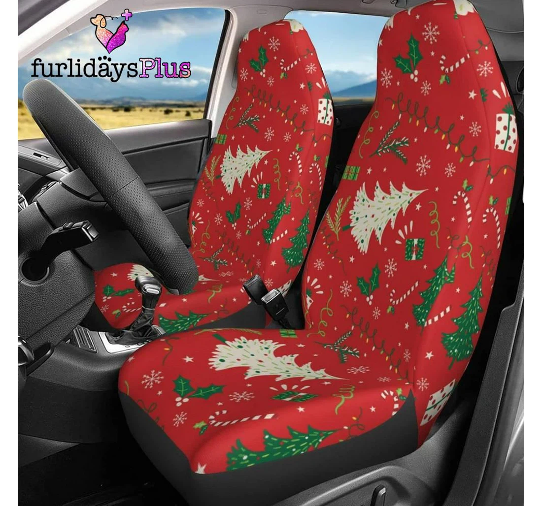 Personalized Christmas Christmas Tree Universal Front Car Seat Cover