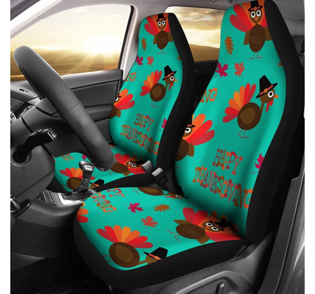 Personalized Pattern Turkey Thankgiving Universal Front Car Seat Cover