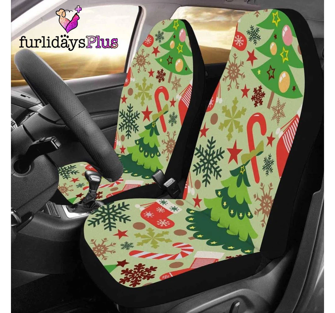 Personalized Christmas Christmas Tree Universal Front Car Seat Cover