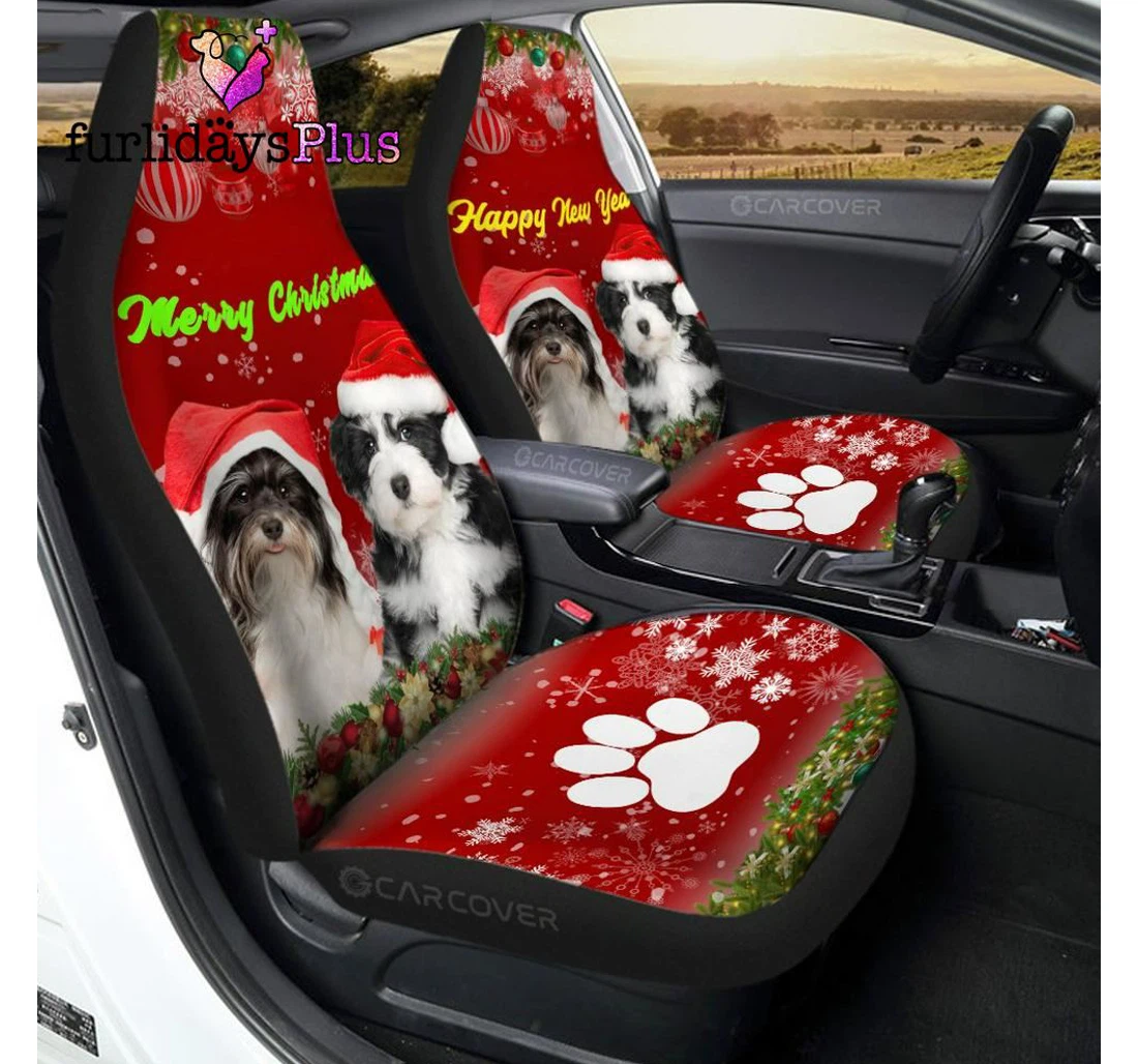 Personalized Christmas Shih Tzu Christmas Custom Universal Front Car Seat Cover