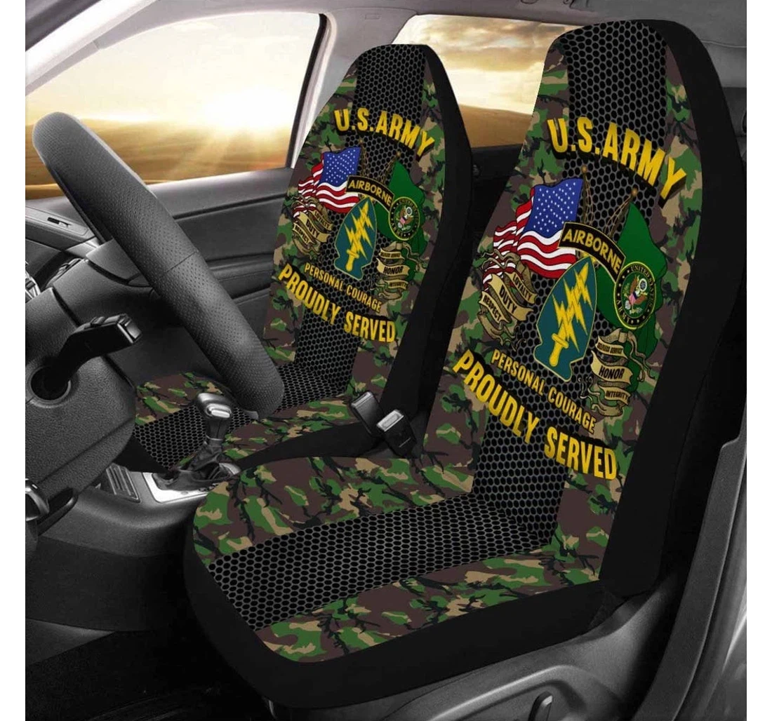 Personalized Us Us Army Special Forces Airborne Military Universal Front Car Seat Cover
