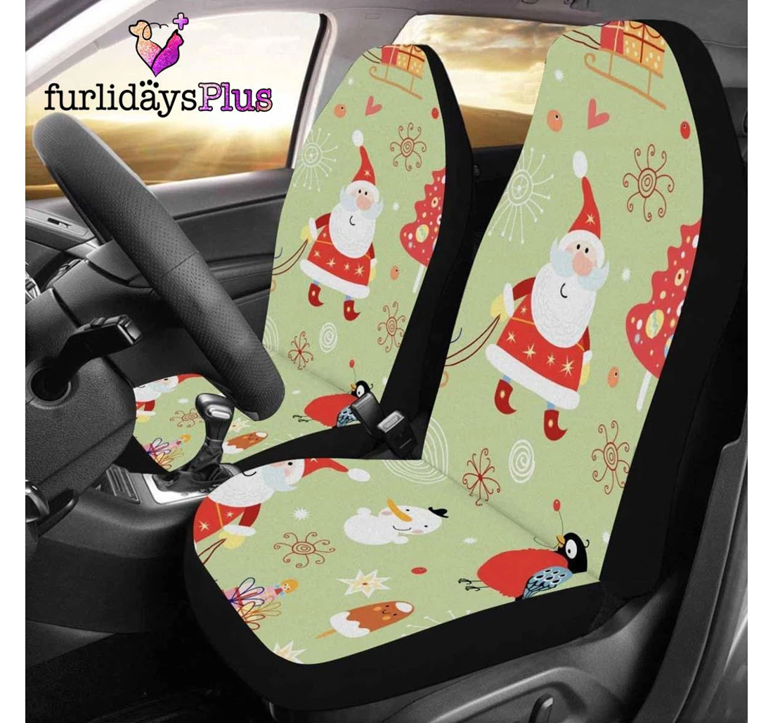 Personalized Christmas Merry Christmas Santa Claus Funny Universal Front Car Seat Cover