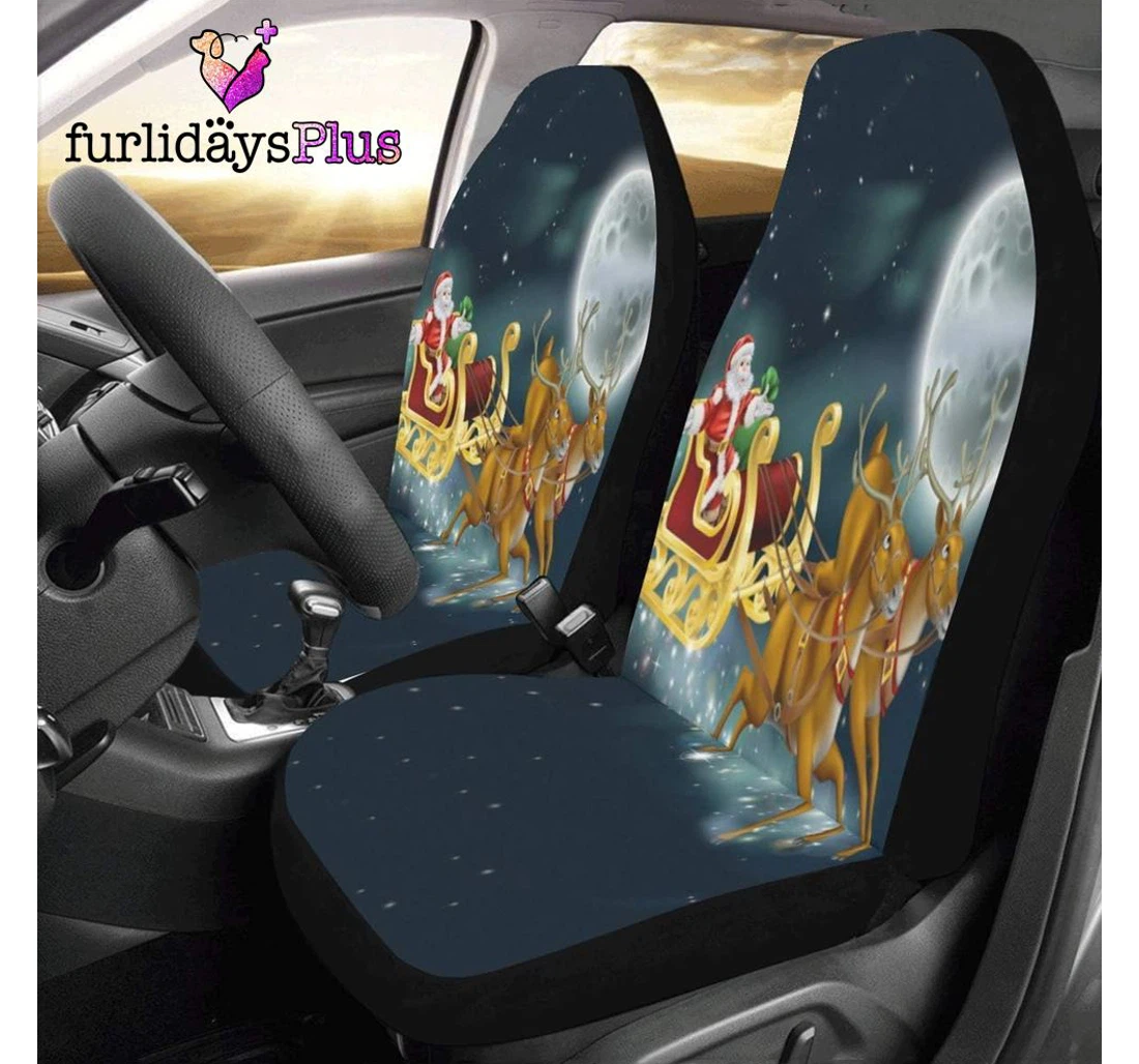 Personalized Christmas Brilliant Christmas With Santa Reindeer Universal Front Car Seat Cover