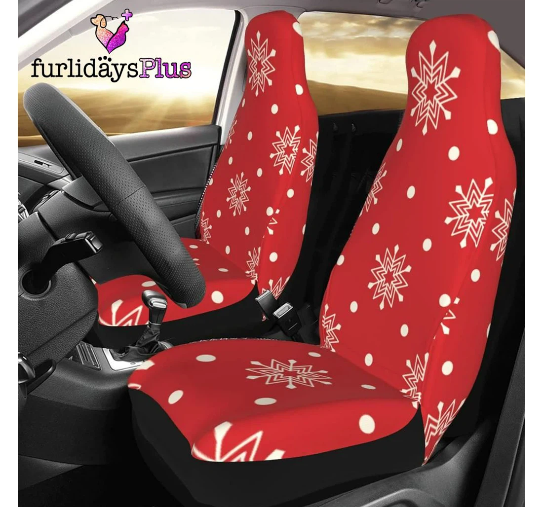 Personalized Christmas Christmas White Snowflakes Universal Front Car Seat Cover