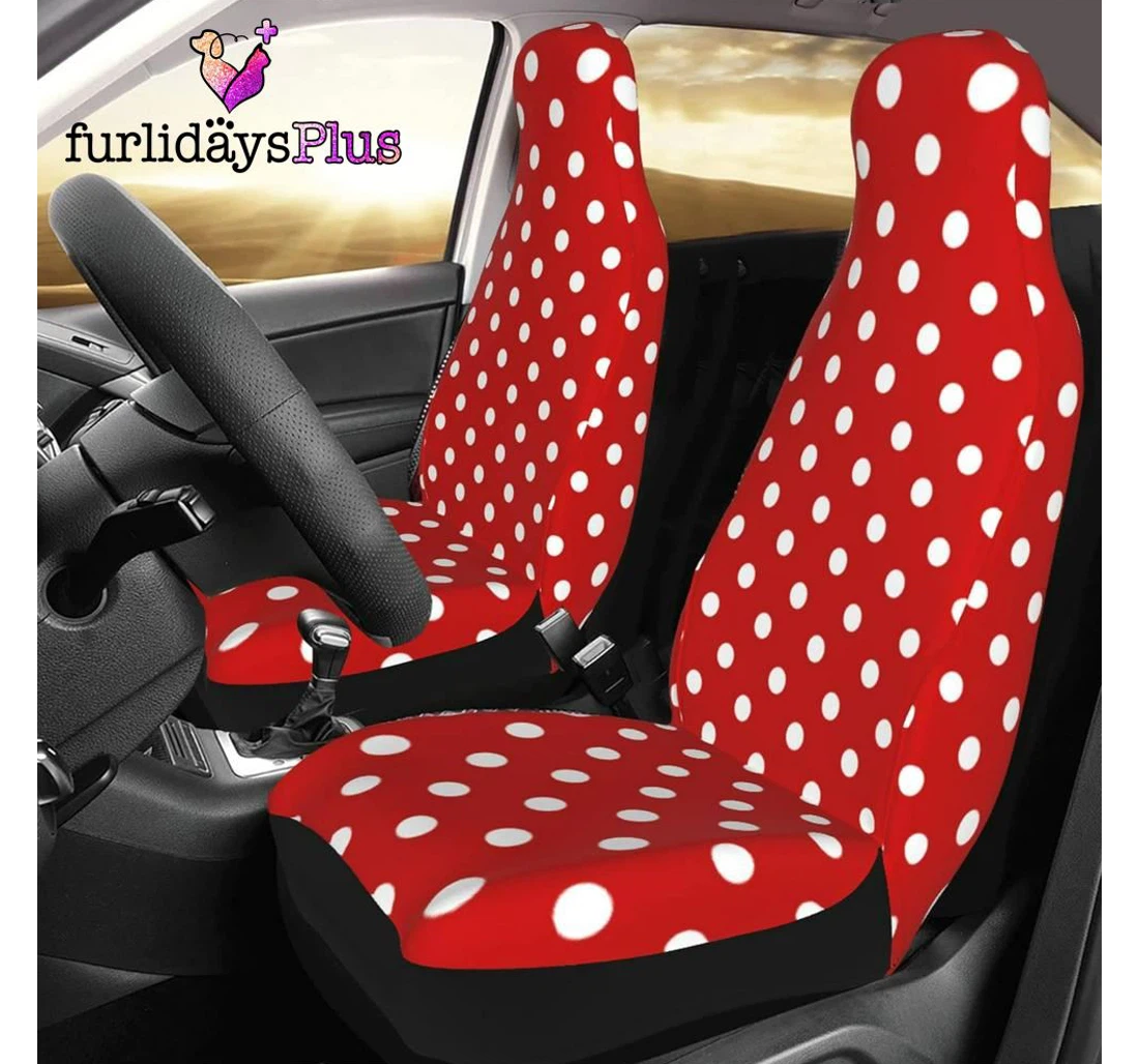 Personalized Christmas Christmas White Dot Universal Front Car Seat Cover