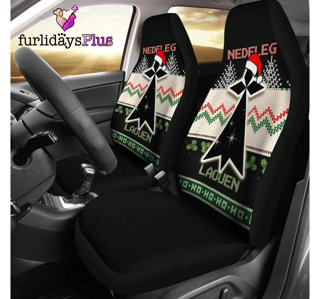 Personalized Christmas Brittany Celtic Christmas Stoat Ermine Ugly Christmas Universal Front Car Seat Cover