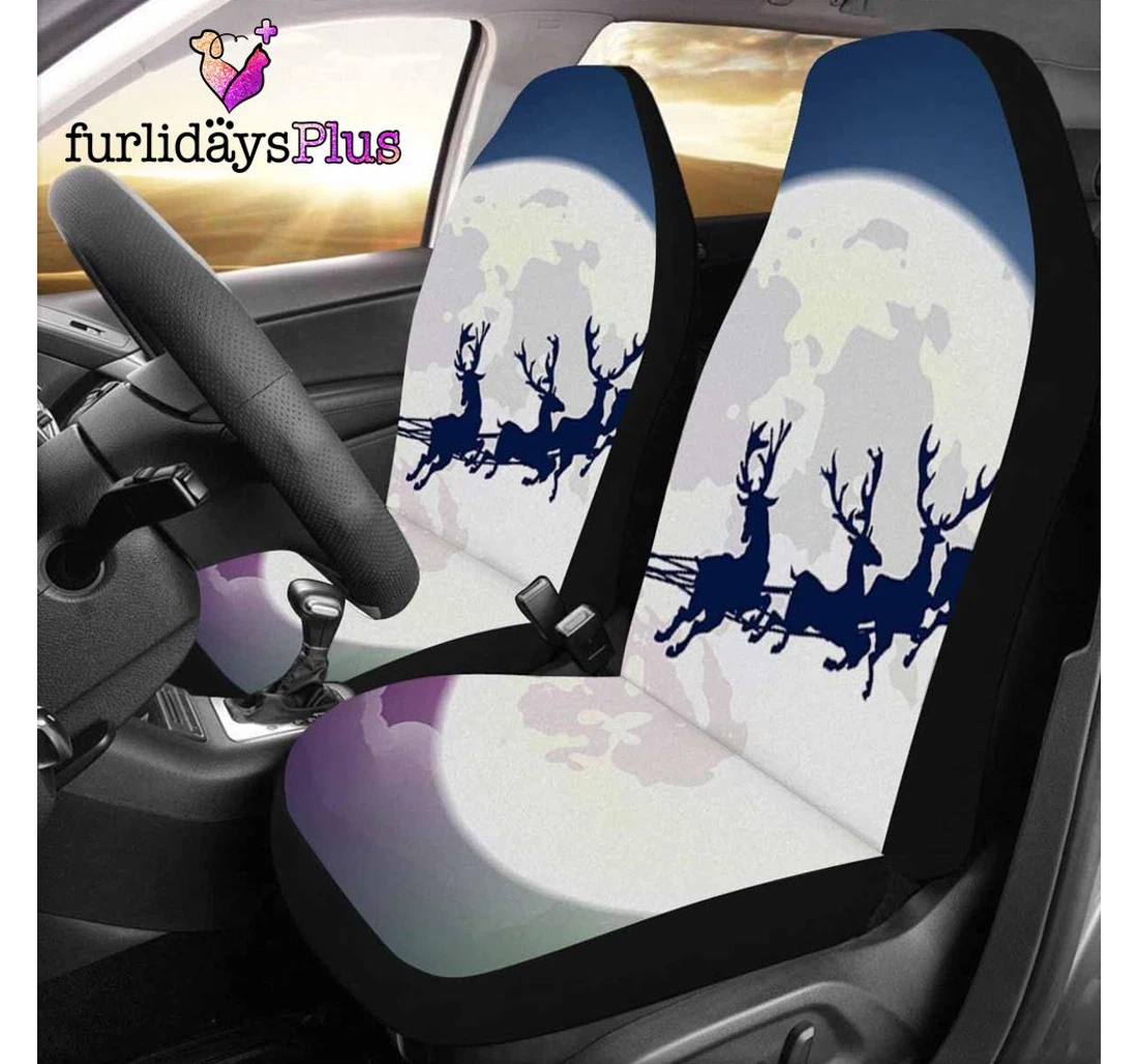 Personalized Christmas Reindeer Christmas Universal Front Car Seat Cover