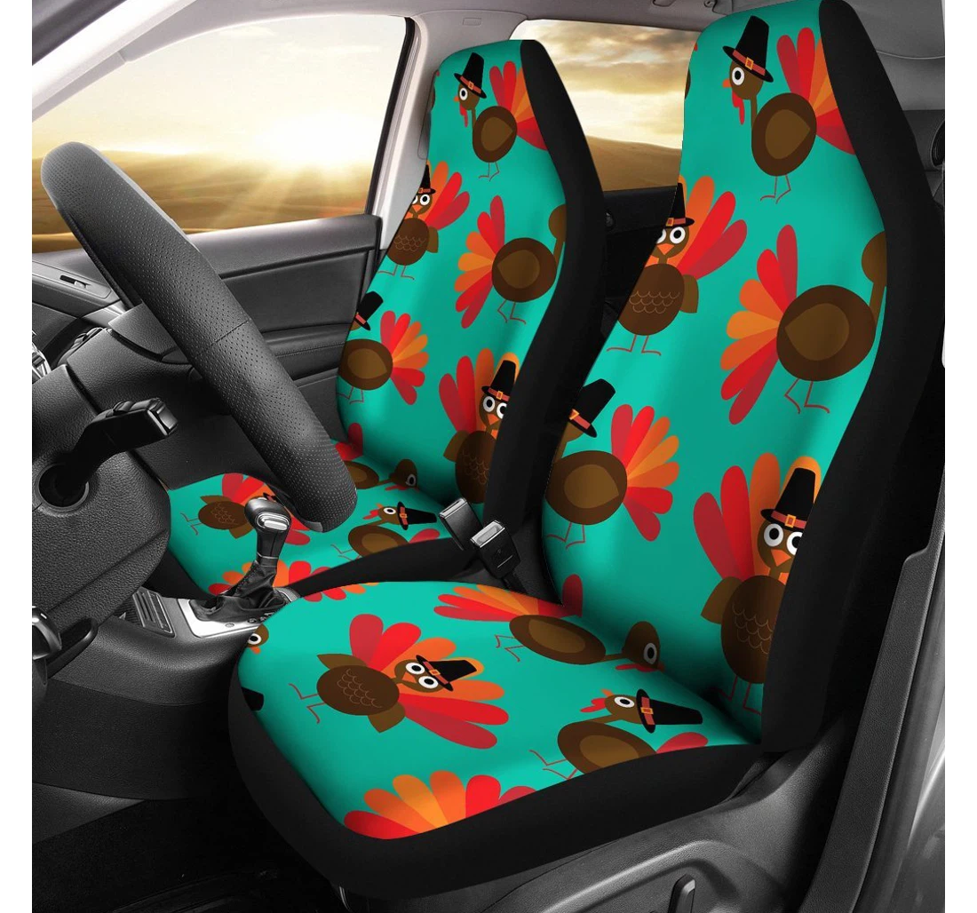 Personalized Pattern Thankgiving Turkey Universal Front Car Seat Cover