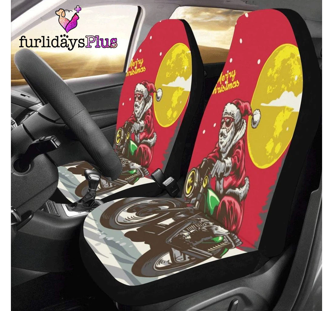 Personalized Christmas Merry Christmas Santa Racer Universal Front Car Seat Cover