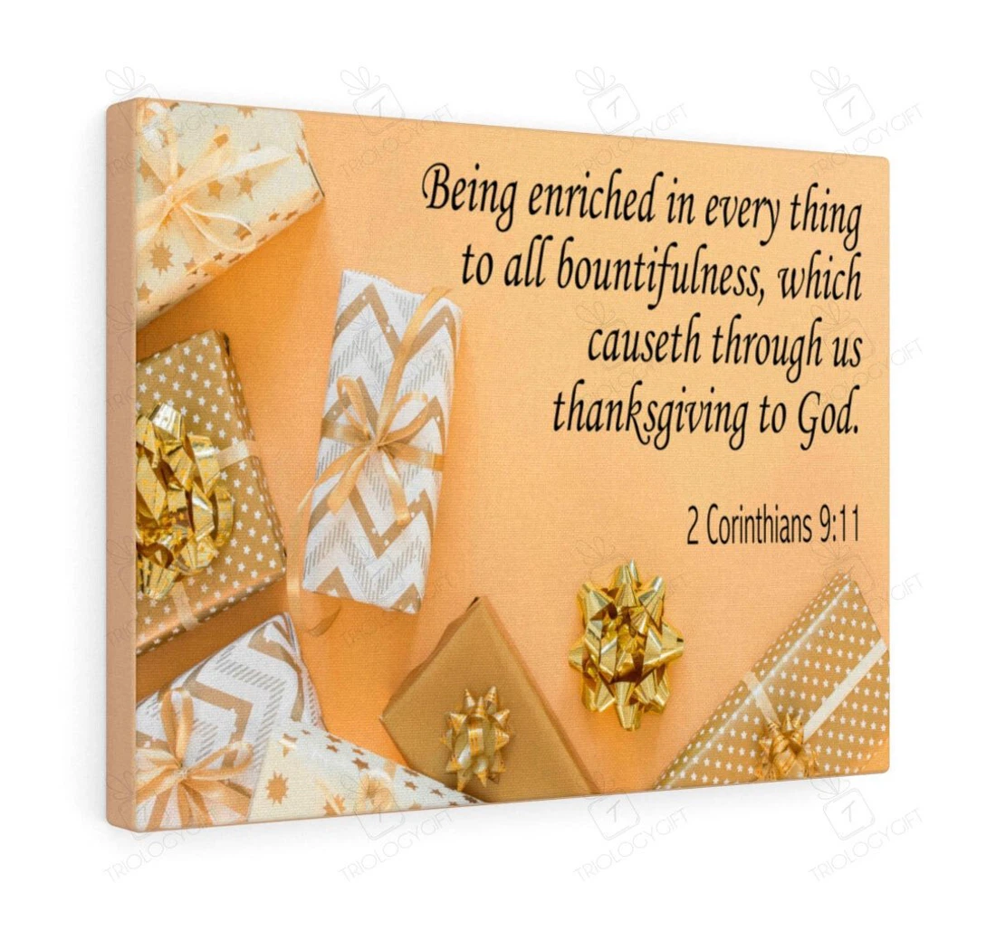 Poster, Canvas - Scripture Thanksgiving To God Corinthians Christian Meaningful Unique Ideas S Print Framed Wall Art