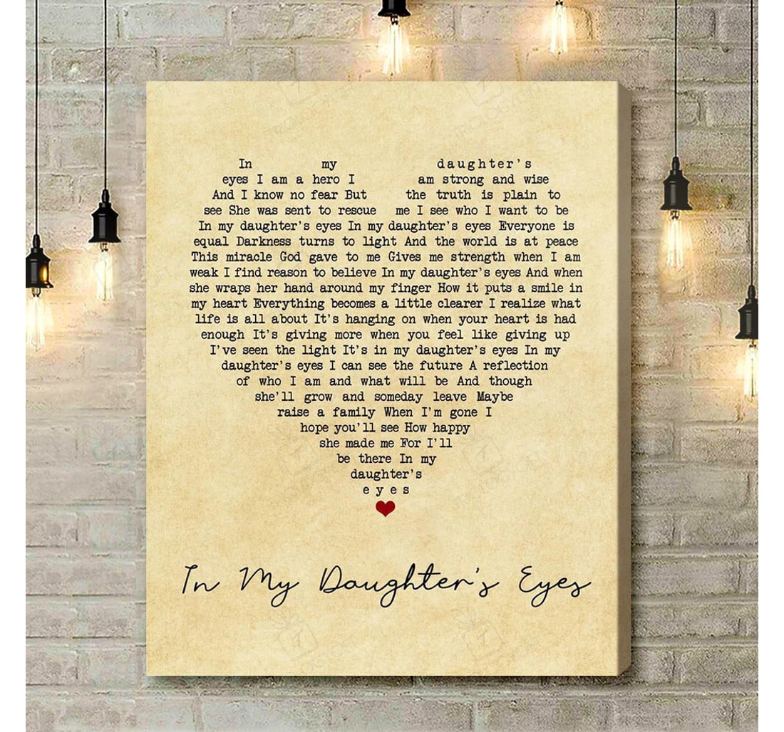 Poster, Canvas - Martina Mcbride In My Daughter's Eyes Vintage Heart Song Lyric Print Frames Print Framed Wall Art
