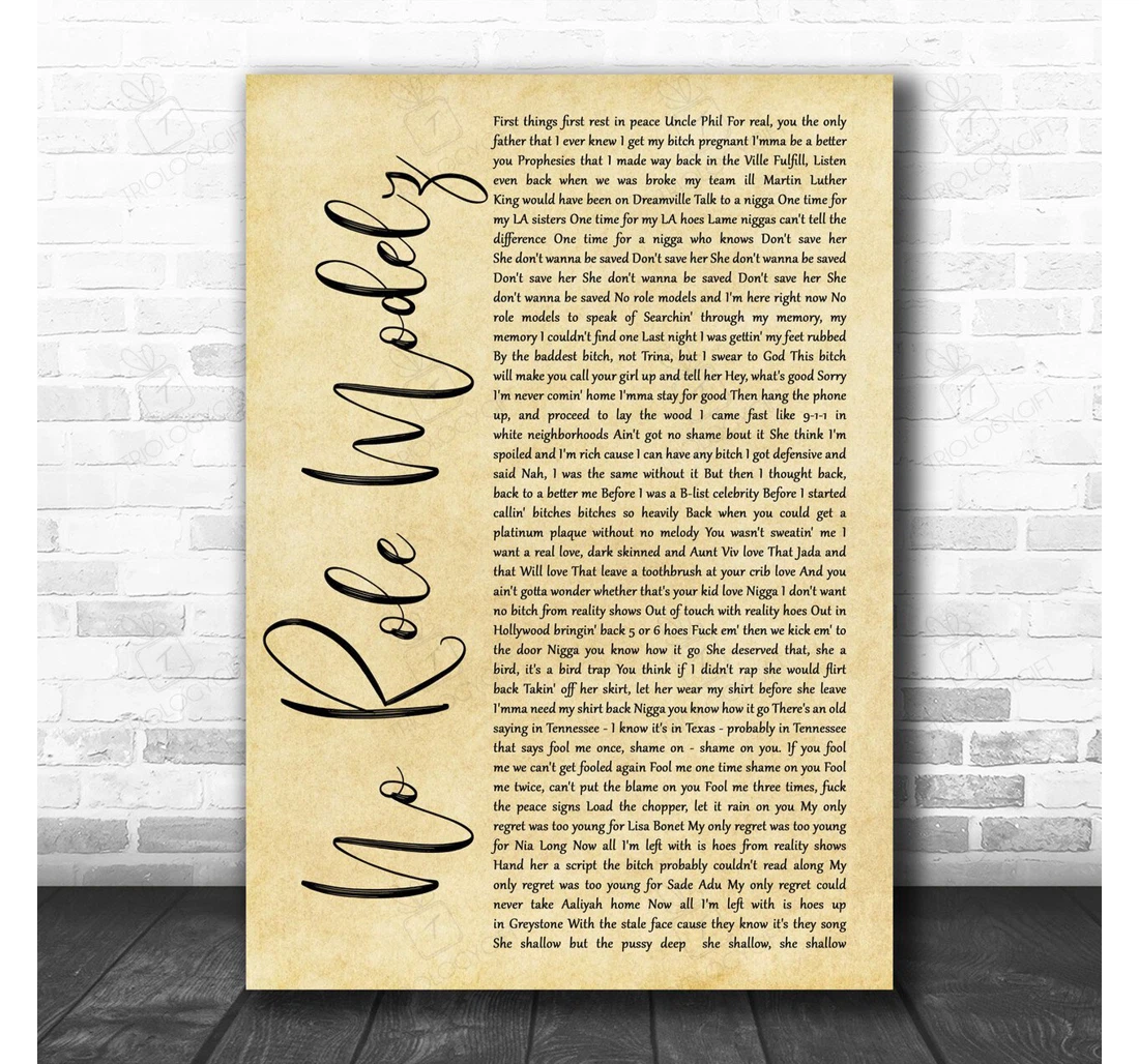 Poster, Canvas - J Cole No Role Modelz Script Song Lyric Personalised Lyrics Custom Print Framed Wall Art
