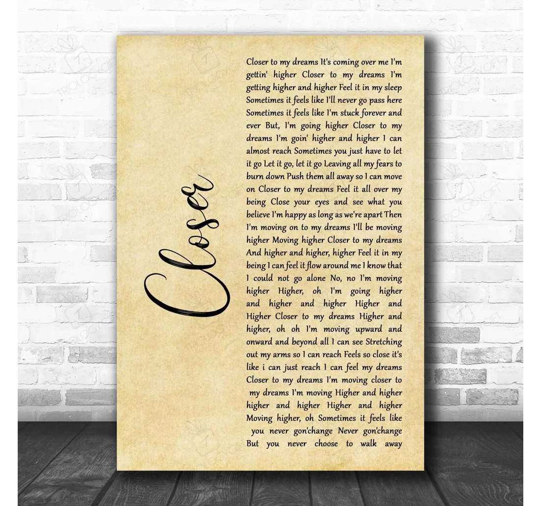 Poster, Canvas - Goapele Closer Script Song Lyric Personalised Lyrics Custom Print Framed Wall Art