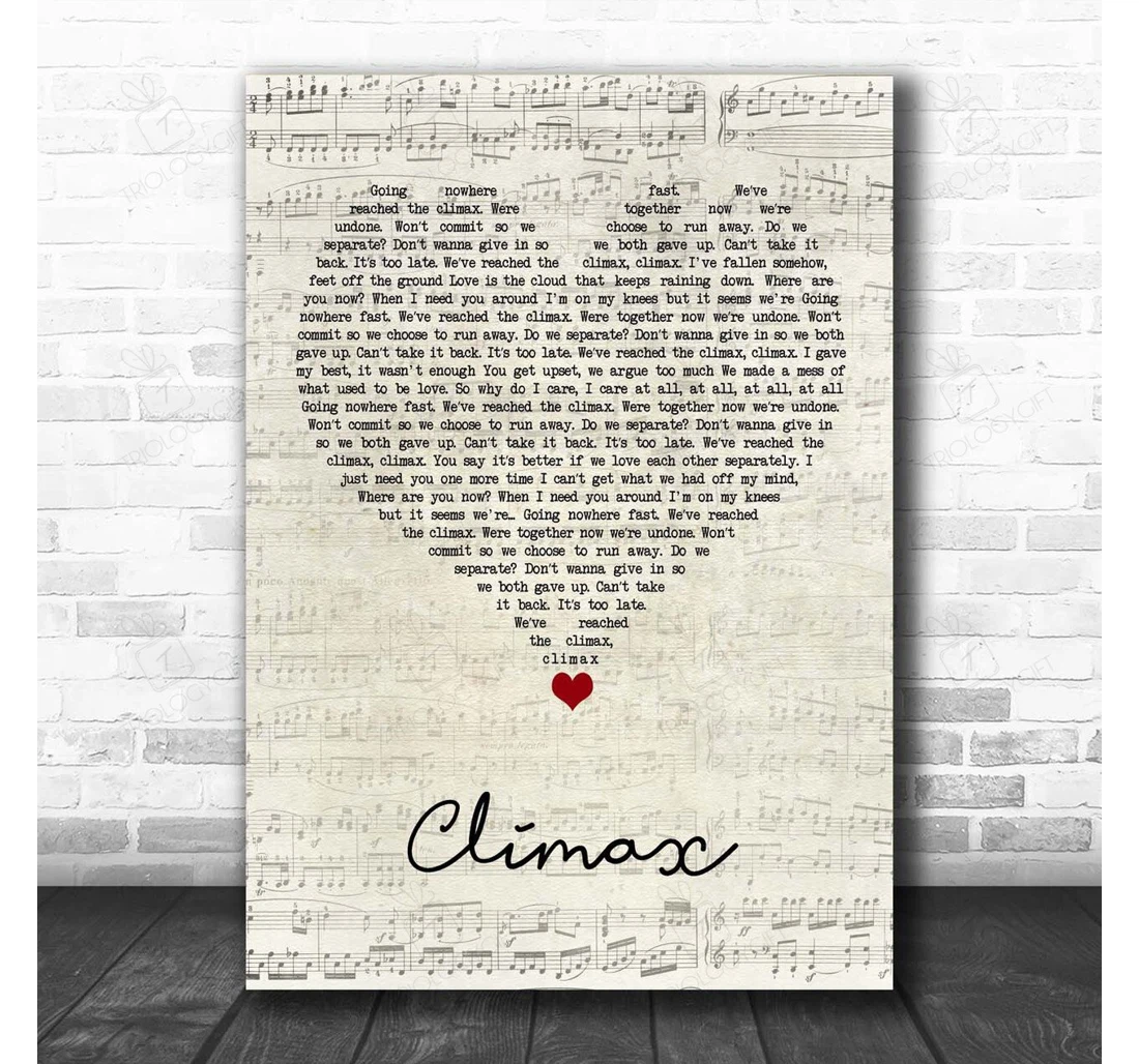 Poster, Canvas - Usher Climax Script Heart Song Lyric Personalised Lyrics Custom Print Framed Wall Art