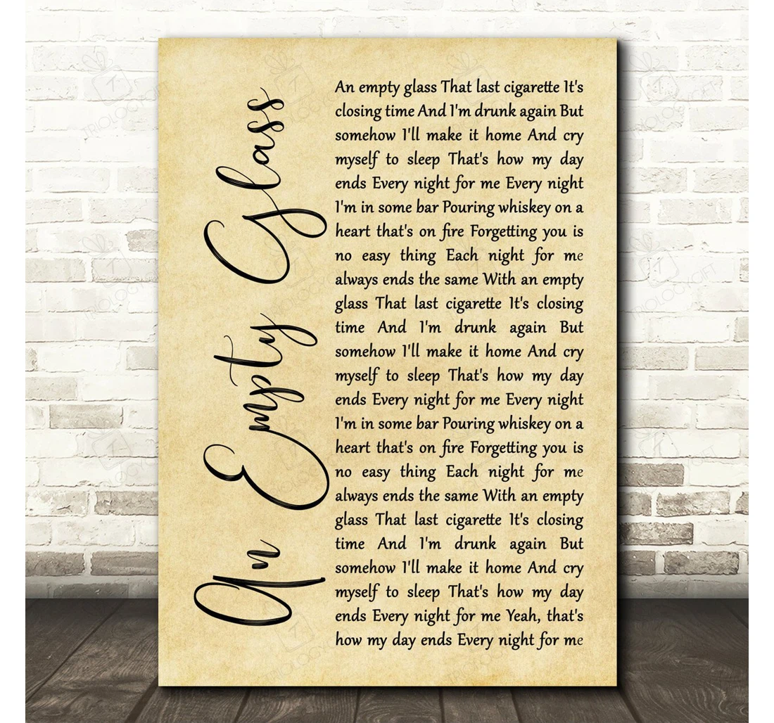 Poster, Canvas - Gary Stewart An Empty Glass Script Song Lyric Personalised Lyrics Custom Print Framed Wall Art