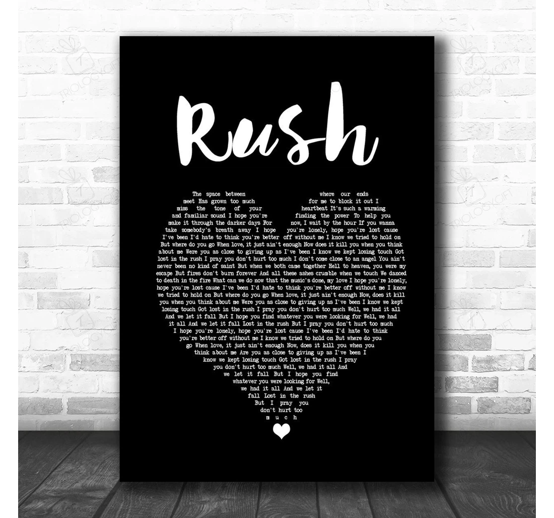 Poster, Canvas - Lewis Capaldi Rush Black Heart Song Lyric Music Personalised Lyrics Custom Print Framed Wall Art