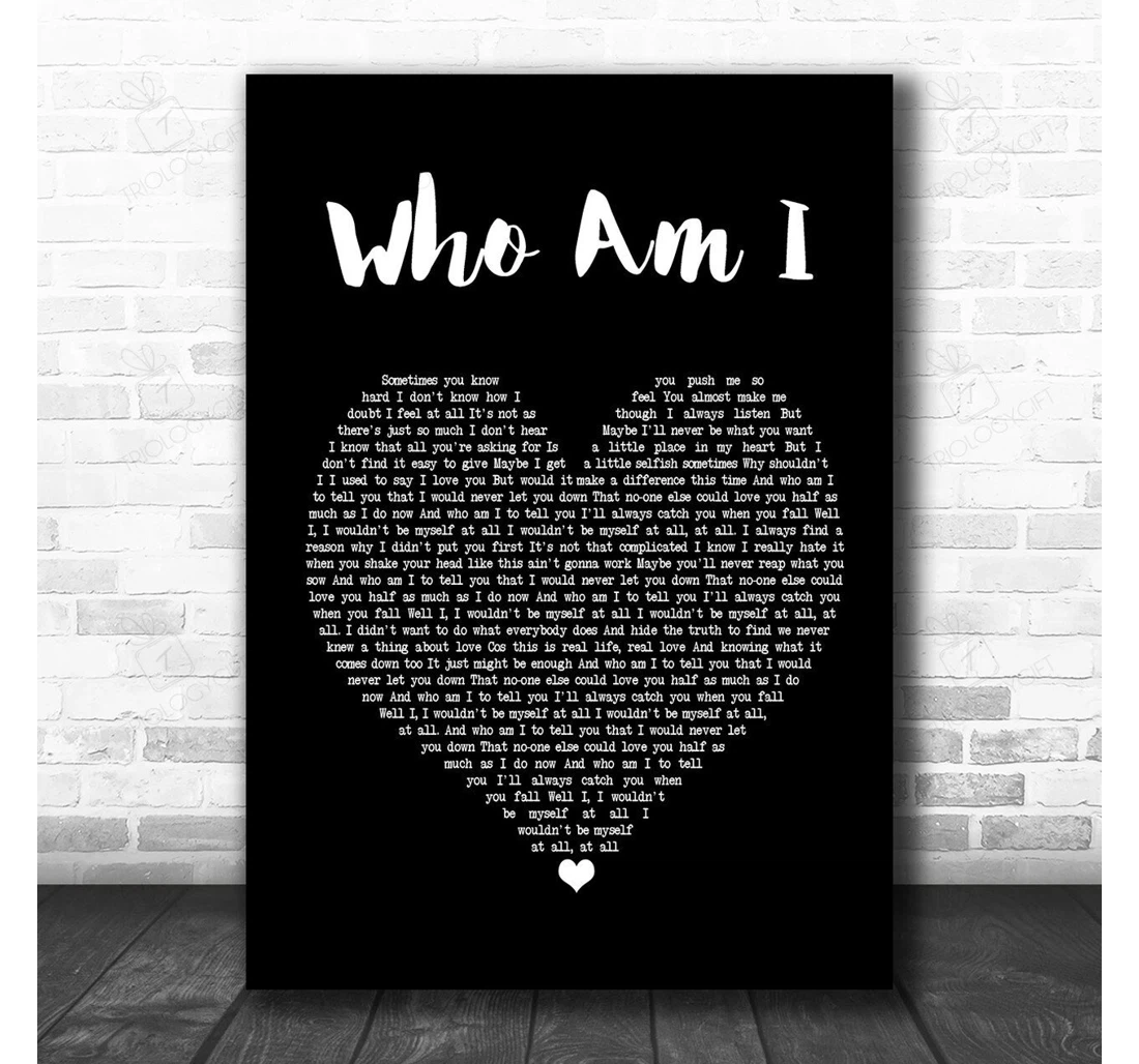 Poster, Canvas - Will Young Who Am I Black Heart Song Lyric Personalised Lyrics Custom Print Framed Wall Art