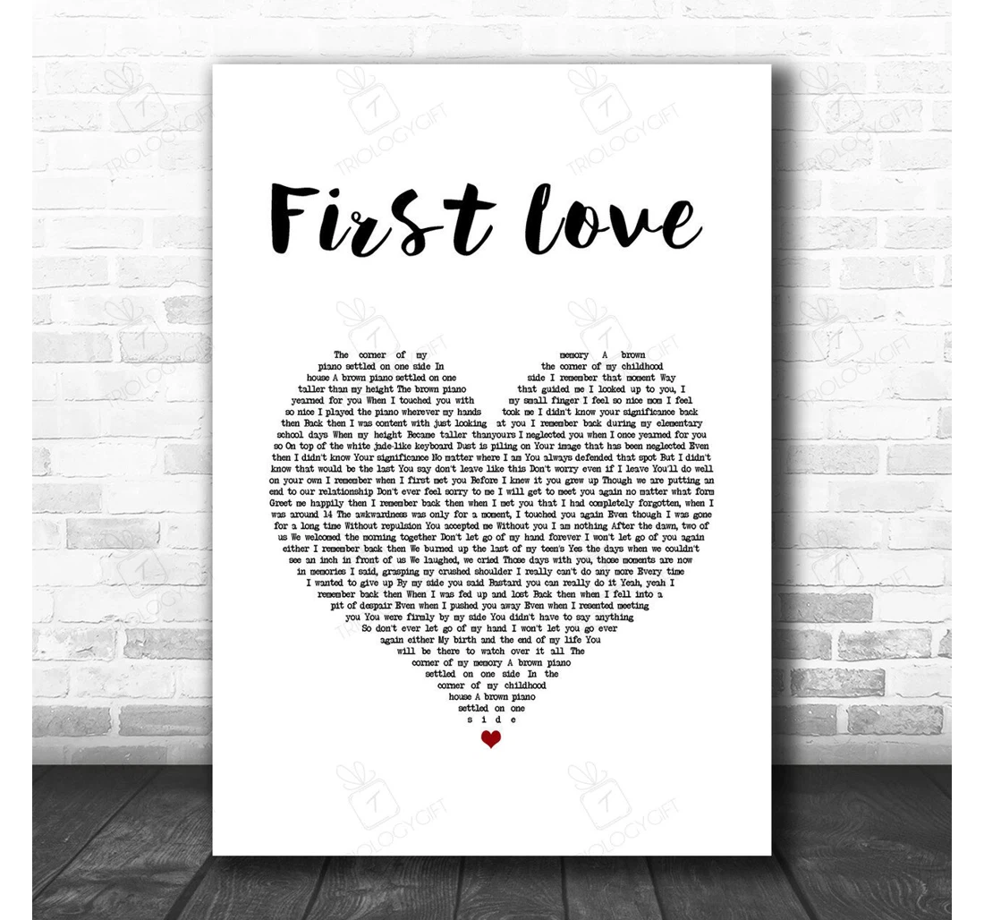 Poster, Canvas - Bts First Love White Heart Song Lyric Music Personalised Lyrics Custom Print Framed Wall Art