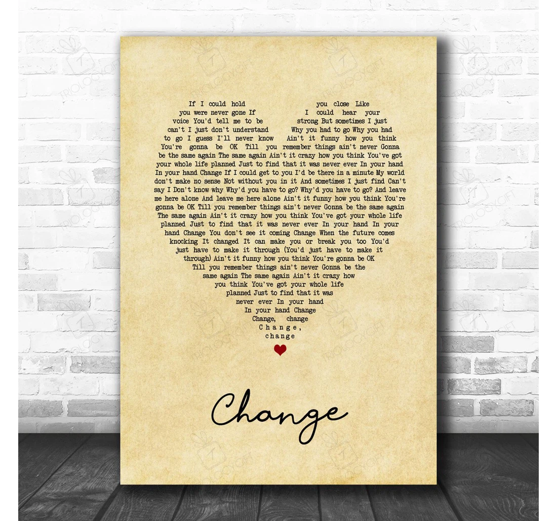 Poster, Canvas - Sugababes Change Vintage Heart Song Lyric Personalised Lyrics Custom Print Framed Wall Art