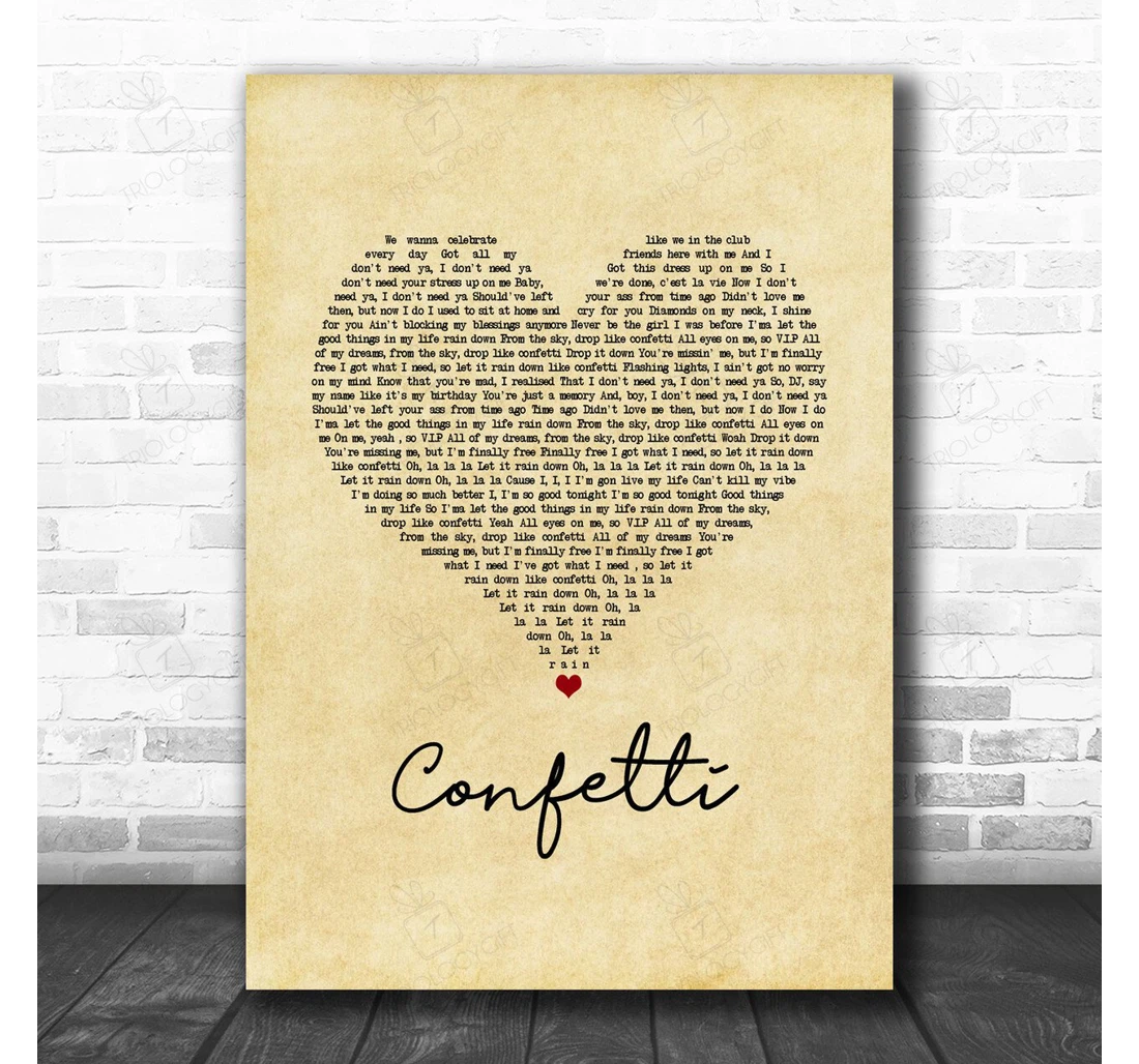 Poster, Canvas - Little Mix Confetti Vintage Heart Song Lyric Personalised Lyrics Custom Print Framed Wall Art