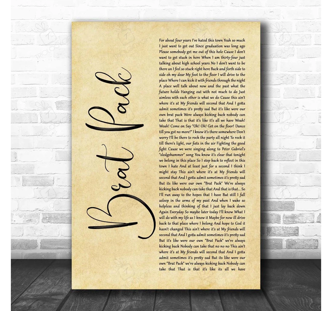 Poster, Canvas - The Rocket Summer Brat Pack Script Song Lyric Personalised Lyrics Custom Print Framed Wall Art