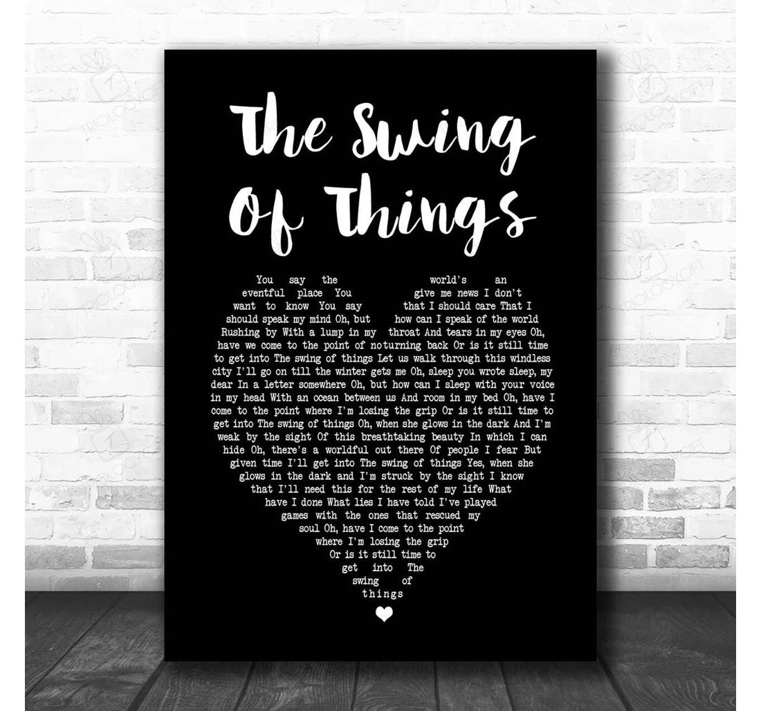 Poster, Canvas - Aha The Swing Of Things Black Heart Song Lyric Personalised Lyrics Custom Print Framed Wall Art