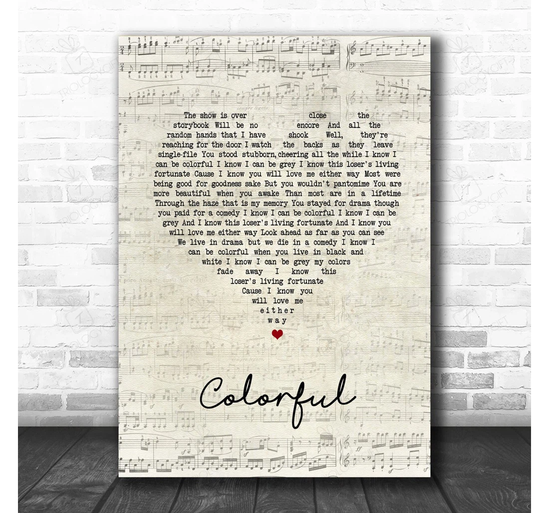 Poster, Canvas - Steel Dragon Colorful Script Heart Song Lyric Personalised Lyrics Custom Print Framed Wall Art