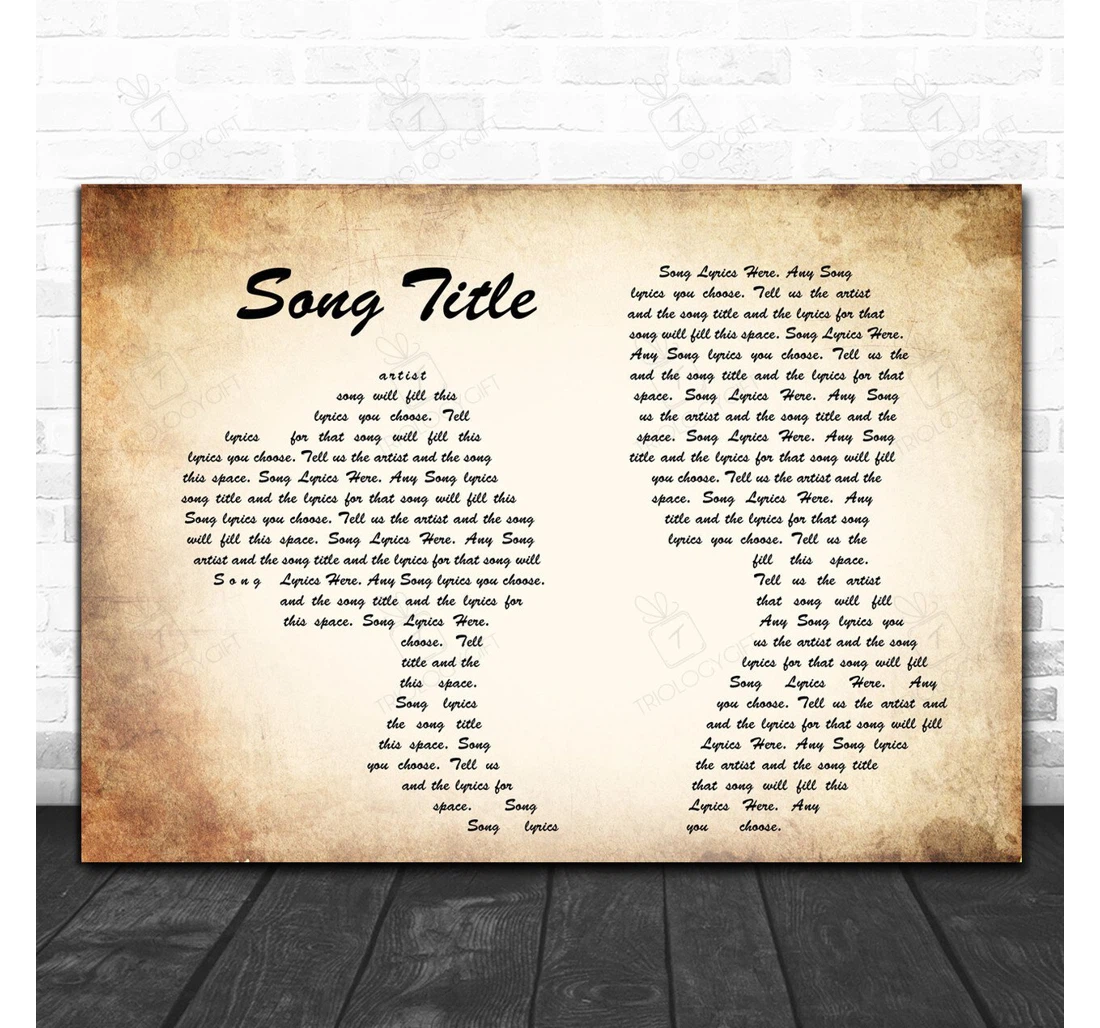 Poster, Canvas - Any Song Lyrics Custom Landscape Couple Personalized Lyrics Music Personalised Lyrics Custom Print Framed Wall Art