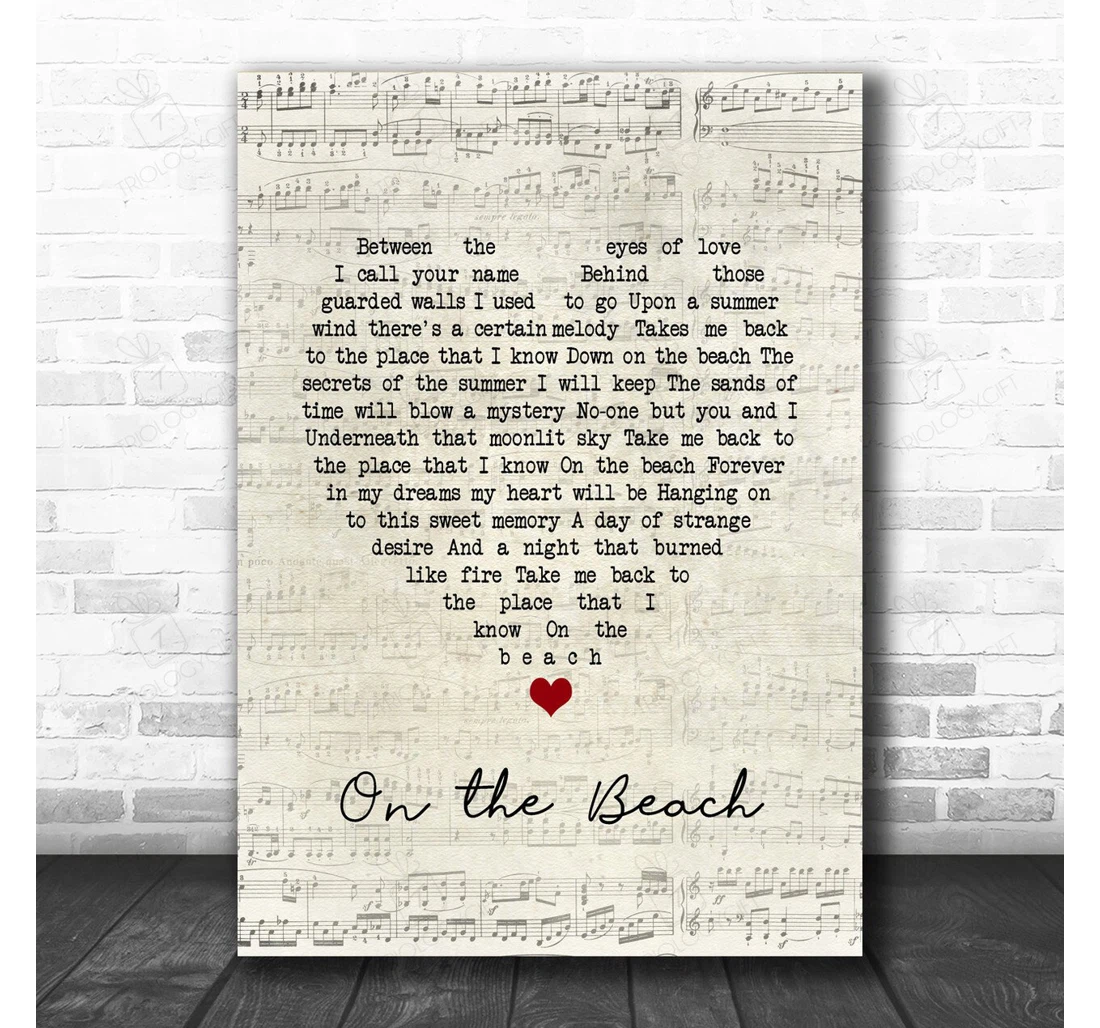 Poster, Canvas - Chris Rea On The Beach Script Heart Song Lyric Personalised Lyrics Custom Print Framed Wall Art