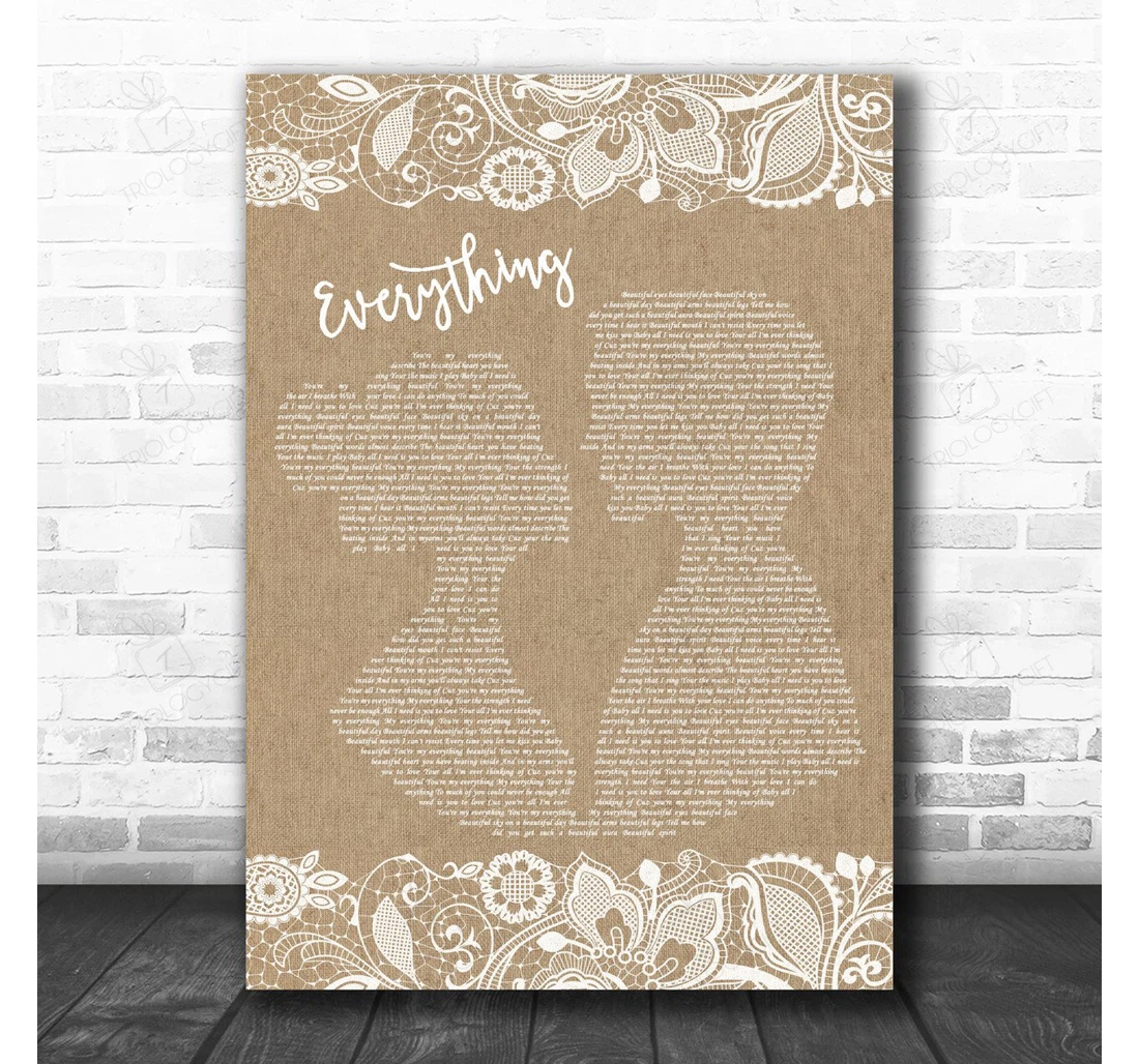 Poster, Canvas - Brian Mcknight Everything Burlap Lace Song Lyric Personalised Lyrics Custom Print Framed Wall Art