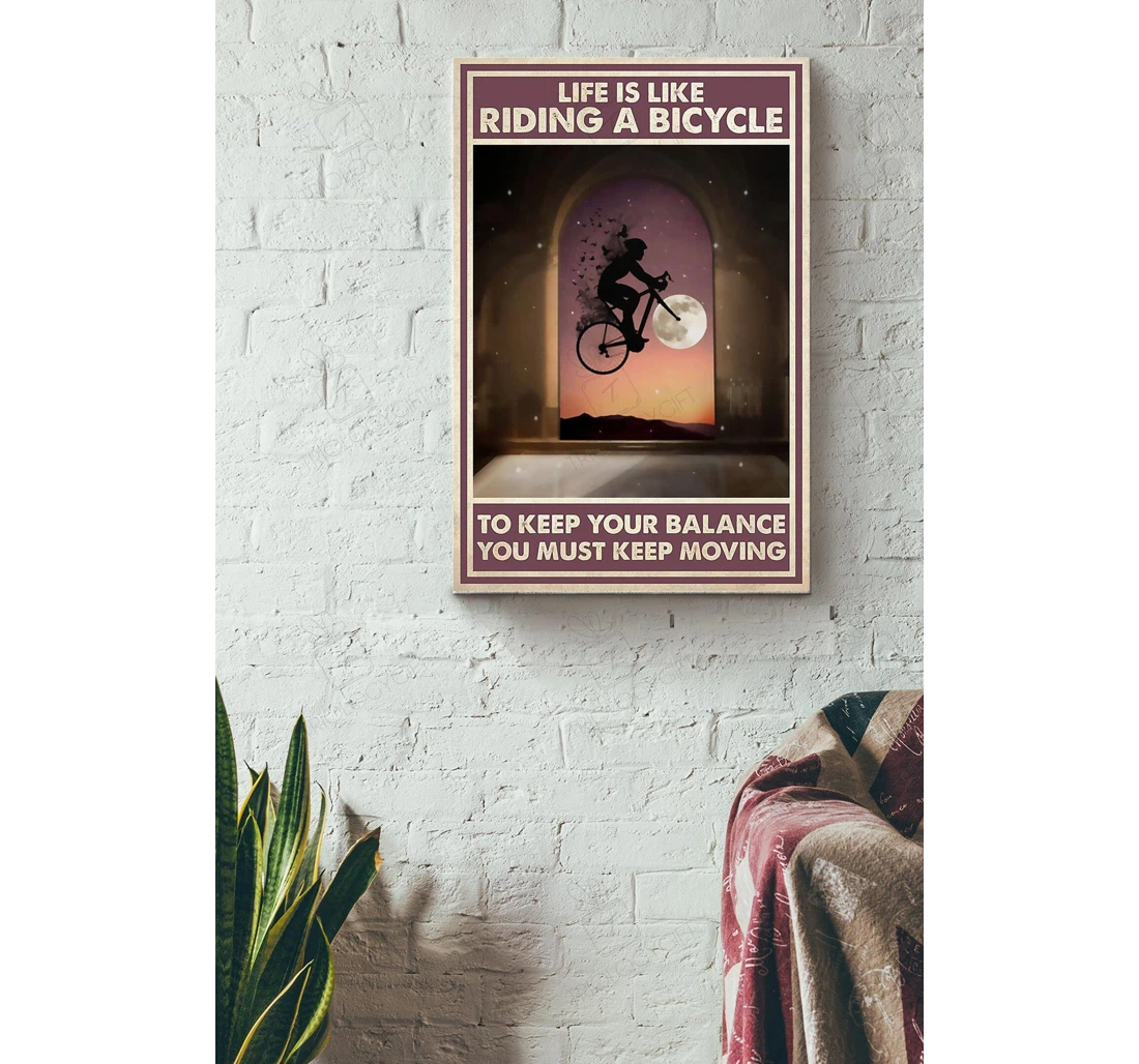 Poster, Canvas - Cycling Life Is Like Riding Bicycle Sport Male Father Fathers Day Boys Day Athletes Sportman Sport Lover Riding Lover S Print Framed Wall Art