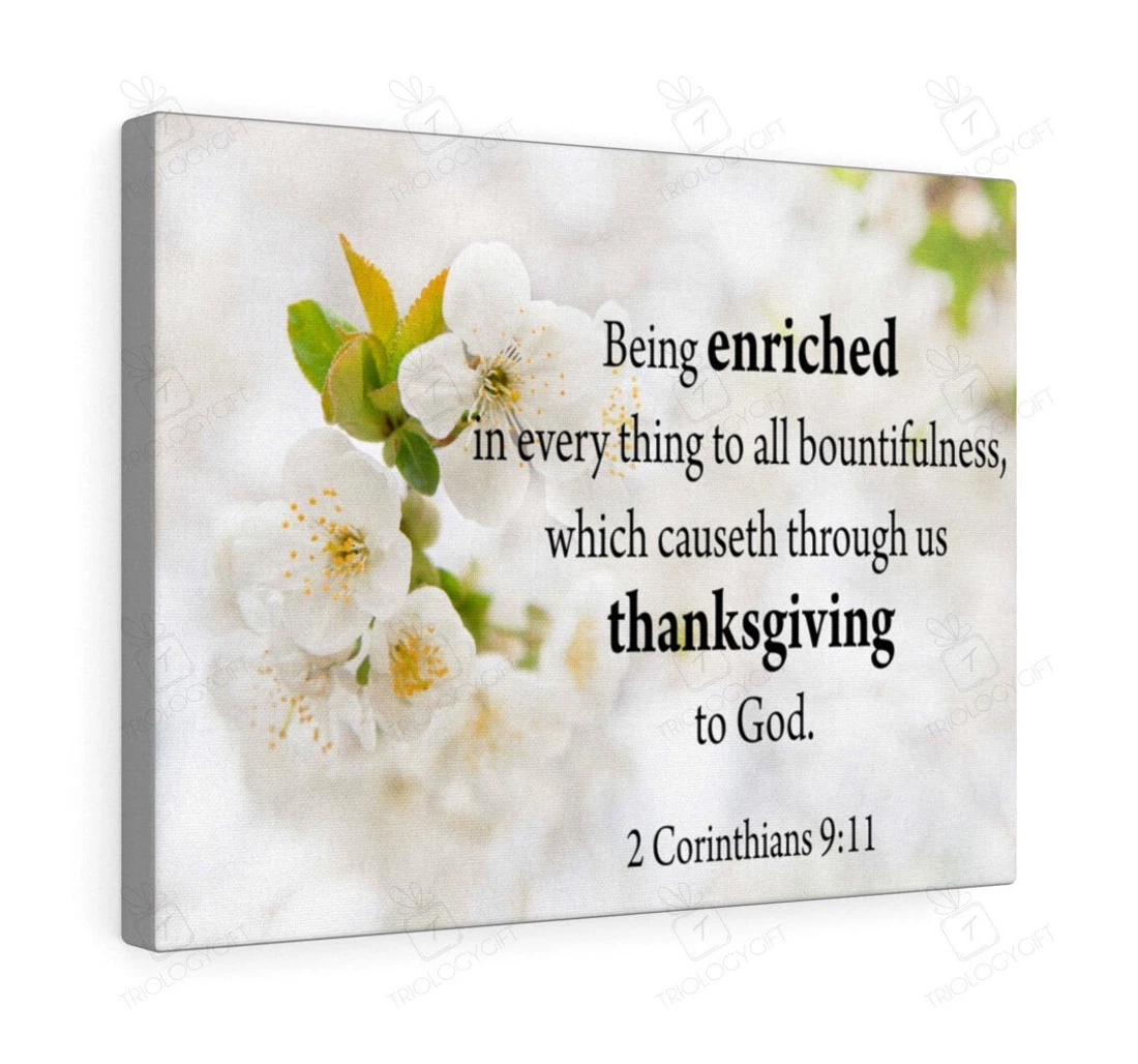 Poster, Canvas - Scripture Thanksgiving To God Corinthians Christian Meaningful Unique Ideas S Print Framed Wall Art