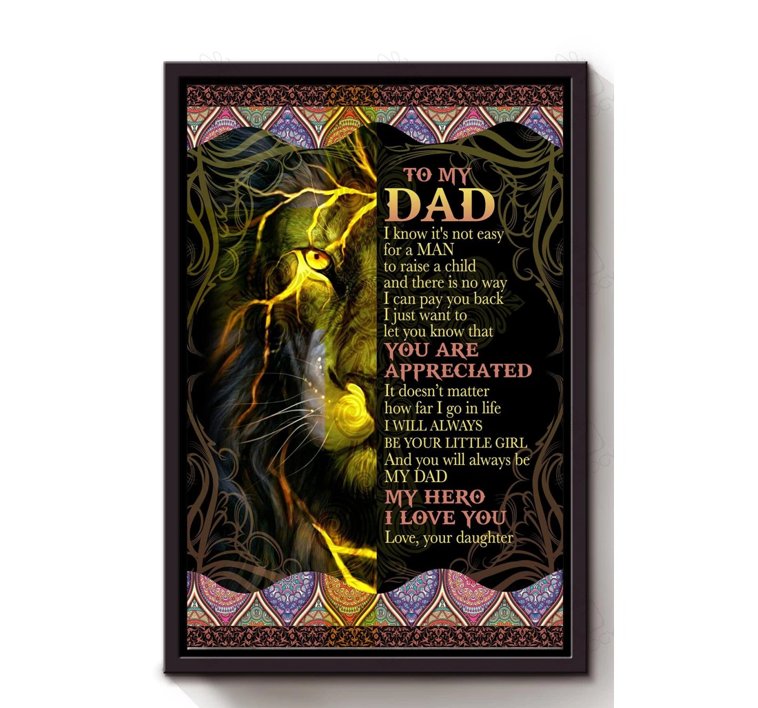 Poster, Canvas - Thankful Letter From Daughter To Her Dad Father's Day Father Print Framed Wall Art