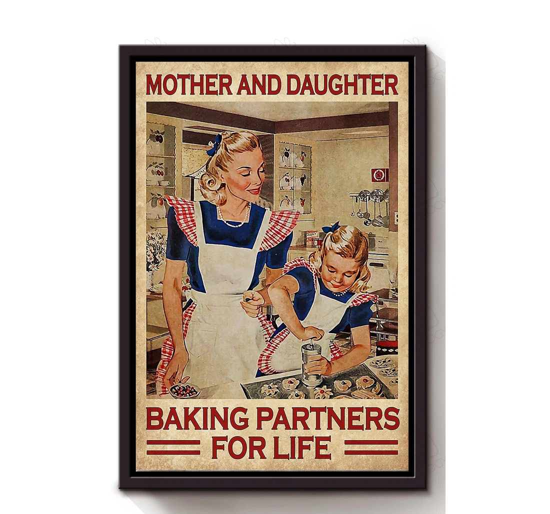 Poster, Canvas - Mother And Daughter Baking Partners Life Matte S Print Framed Wall Art