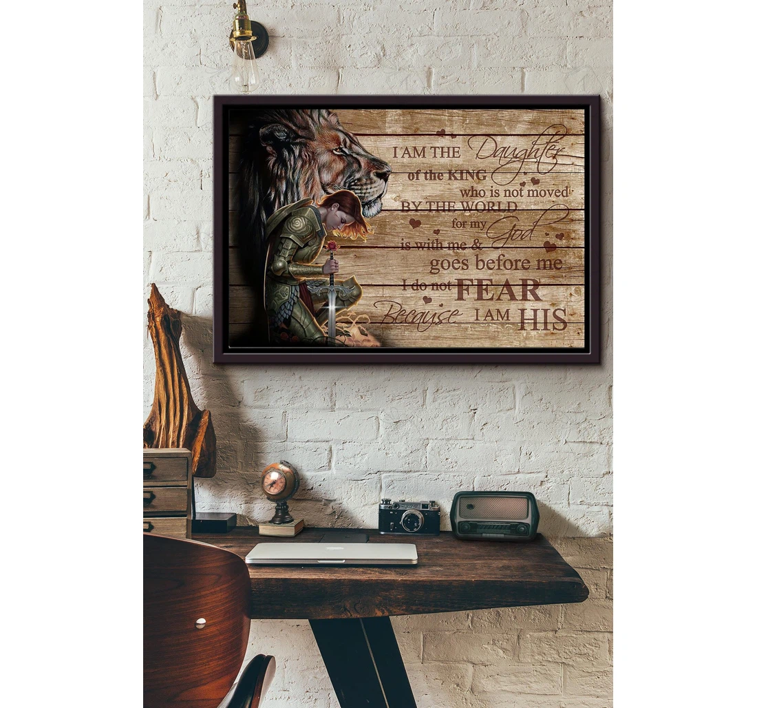 Poster, Canvas - Princess Warrior Lion I Am The Daughter Of The King Who Is Not Moved By The World N Matte Print Framed Wall Art