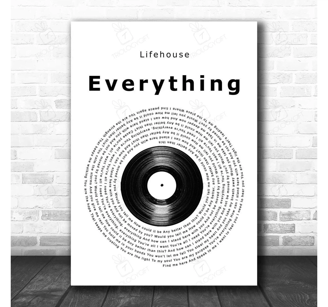 Poster, Canvas - Lifehouse Everything Vinyl Record Song Lyric Personalised Lyrics Custom Print Framed Wall Art