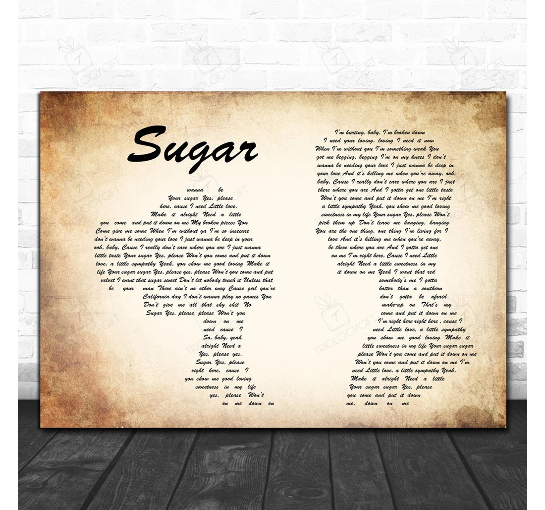 Poster, Canvas - Maroon Sugar Man Lady Couple Song Lyric Personalised Lyrics Custom Print Framed Wall Art