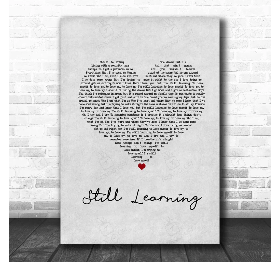 Poster, Canvas - Halsey Still Learning Grey Heart Song Lyric Personalised Lyrics Custom Print Framed Wall Art