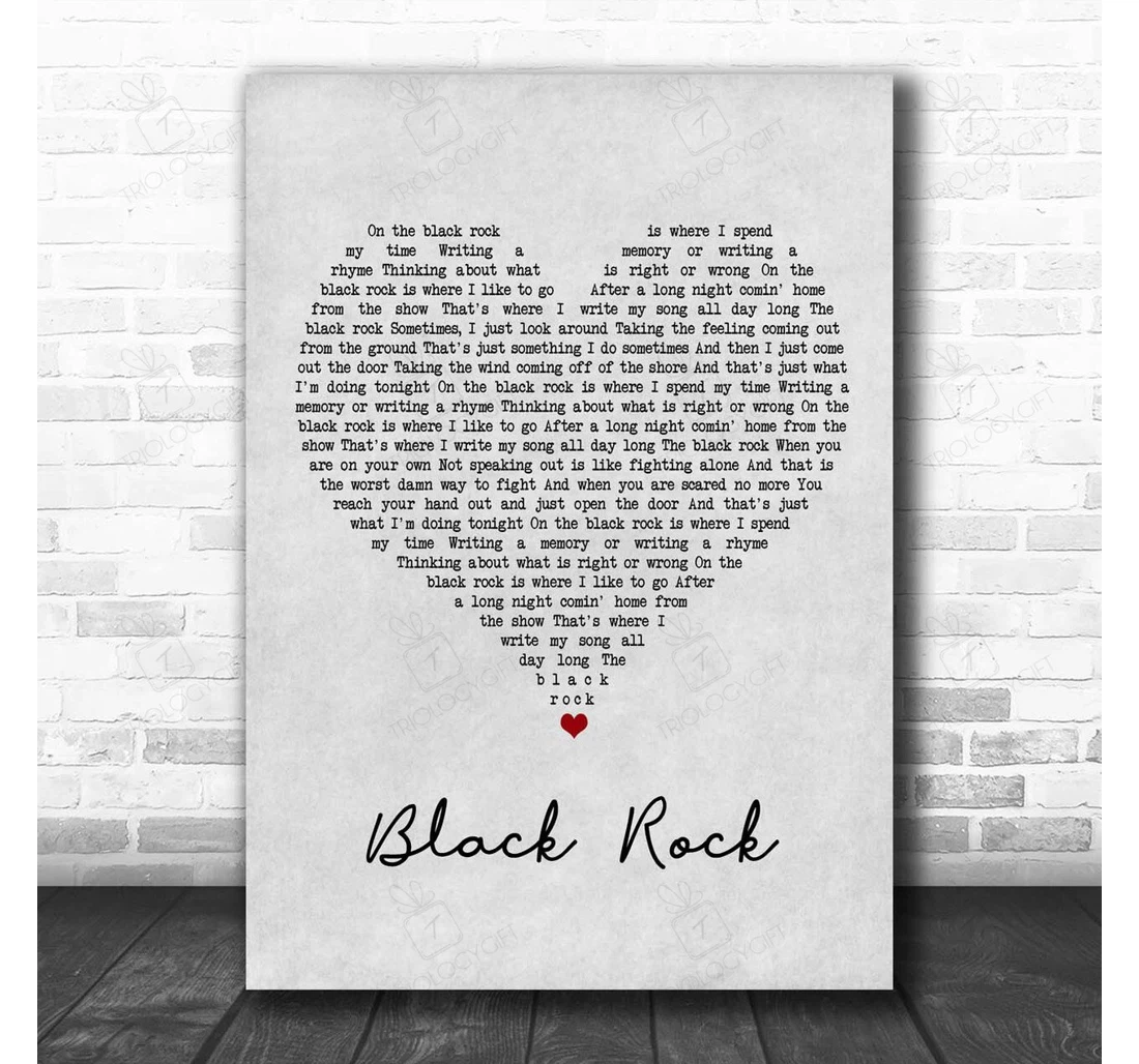 Poster, Canvas - O A R Black Rock Grey Heart Song Lyric Personalised Lyrics Custom Print Framed Wall Art