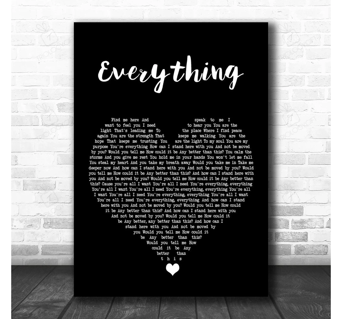 Poster, Canvas - Lifehouse Everything Black Heart Song Lyric Personalised Lyrics Custom Print Framed Wall Art