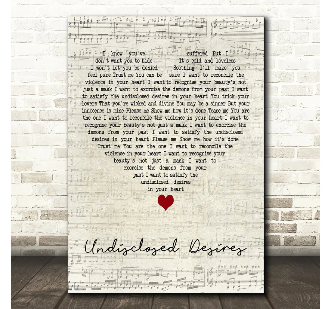 Poster, Canvas - Muse Undisclosed Desires Script Heart Song Lyric Personalised Lyrics Custom Print Framed Wall Art