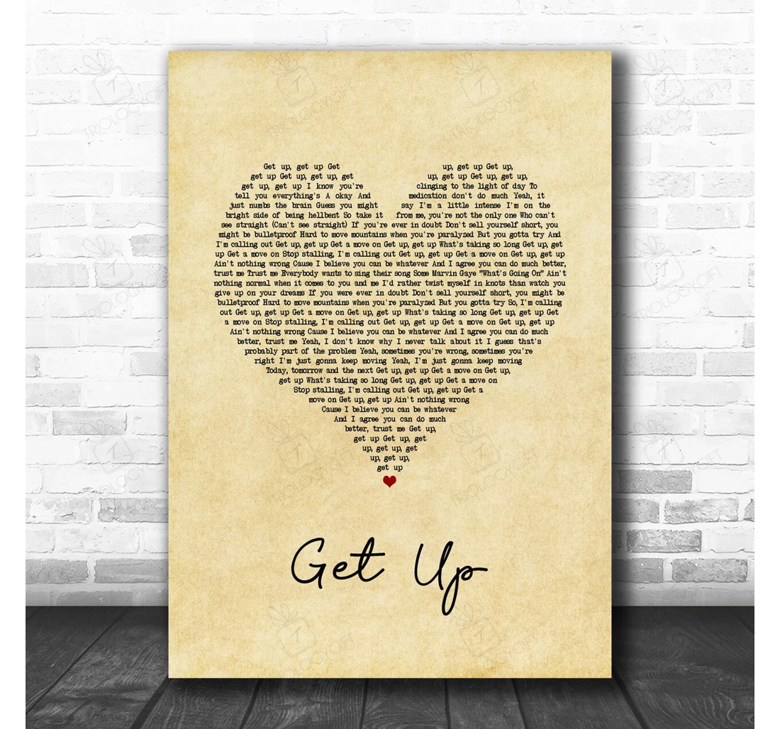 Poster, Canvas - Shinedown Get Up Vintage Heart Song Lyric Personalised Lyrics Custom Print Framed Wall Art